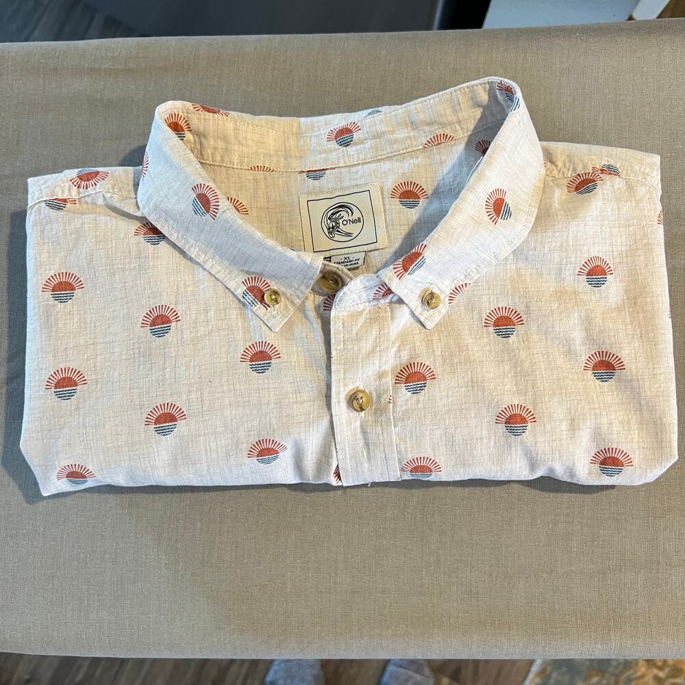 O'Neill Summer Cotton Shirt with Sun Pattern, Size XL
